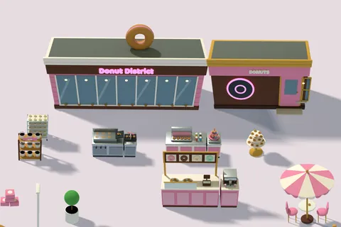 Stage 09, Donut District: neon signs and pink tile
