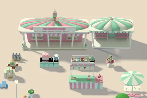 Stage 07, Ice Cream Park: a family park with a pastel pavilion