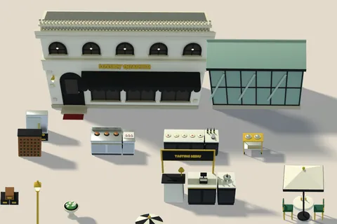 Stage 17, Luxury Restaurant Quarter: terraces, fountains and valet parking