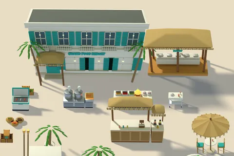 Stage 18, Grand Food Resort: a hotel, pool and buffet pavilion