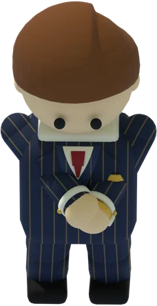 The Tycoon outfit: midnight-navy suit with gold pinstripe